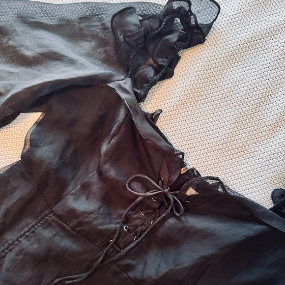 12th TRIBE Lioness Feng Shui Black Sheer Sleeve Mini Dress - Picture 10 of 16